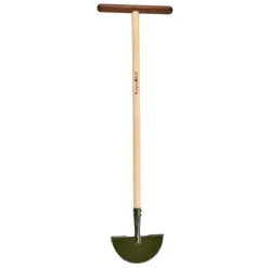 BoronGreen lawn edger with sharp steel blade and wooden handle.