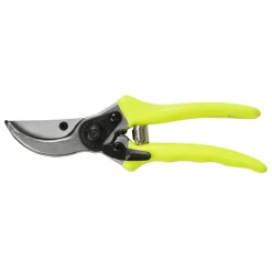 Florabrite yellow bypass secateurs with sharp steel blades and ergonomic handles.