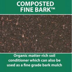 Composted fine bark 50L, dark organic mulch for gardening and landscaping.